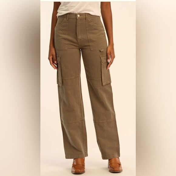 Industry- Linen blend Cargo pants. Size: 12 Color: Olive - Picture 3 of 13